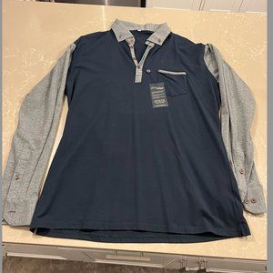 State and Liberty Long Sleeve Polo - Blue/Gray